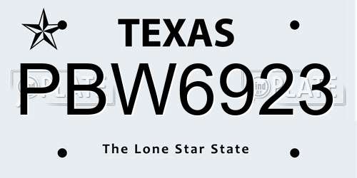 PBW6923 Texas License Plate
