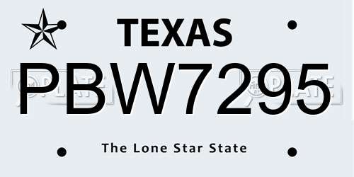 PBW7295 Texas License Plate