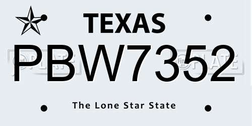 PBW7352 Texas License Plate