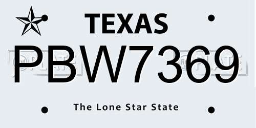 PBW7369 Texas License Plate