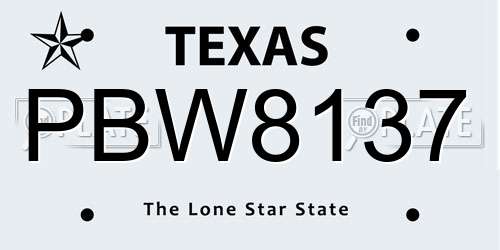 PBW8137 Texas License Plate