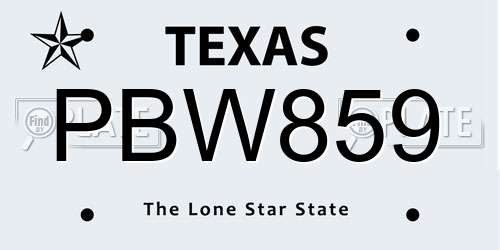 PBW859 Texas License Plate