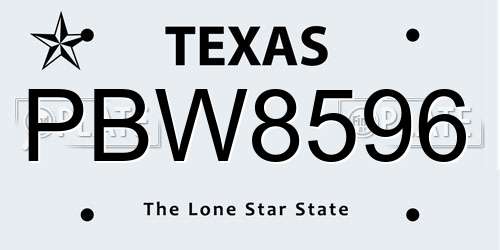 PBW8596 Texas License Plate