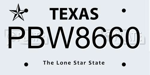 PBW8660 Texas License Plate