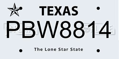 PBW8814 Texas License Plate