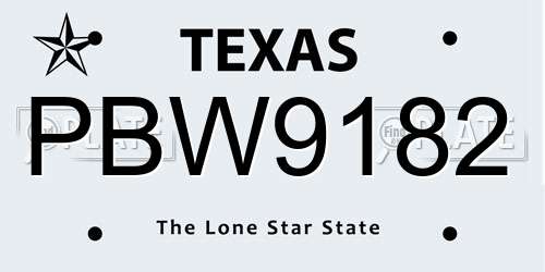 PBW9182 Texas License Plate
