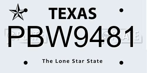 PBW9481 Texas License Plate
