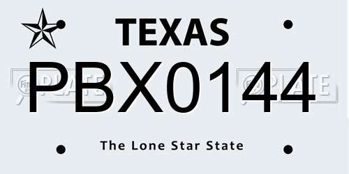 PBX0144 Texas License Plate