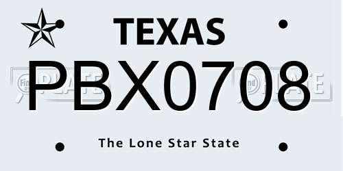PBX0708 Texas License Plate