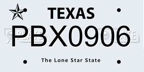 PBX0906 Texas License Plate