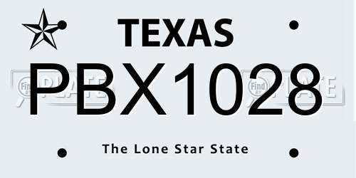PBX1028 Texas License Plate