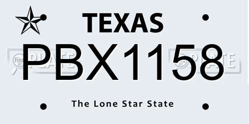 PBX1158 Texas License Plate
