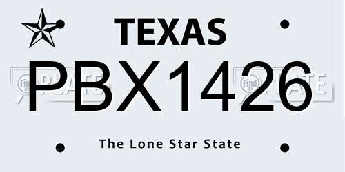 PBX1426 Texas License Plate