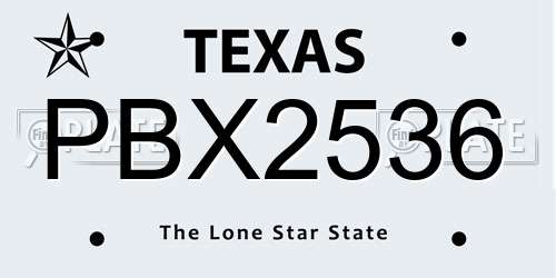 PBX2536 Texas License Plate