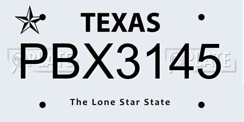 PBX3145 Texas License Plate