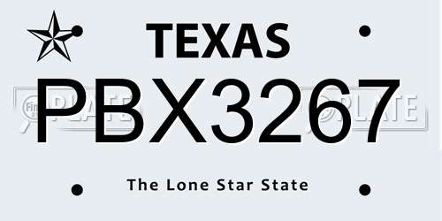 PBX3267 Texas License Plate