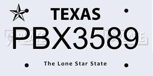 PBX3589 Texas License Plate