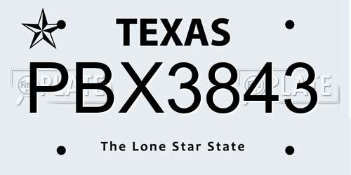 PBX3843 Texas License Plate
