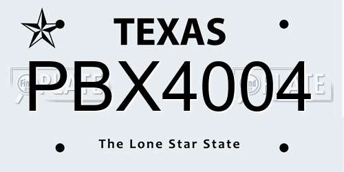 PBX4004 Texas License Plate