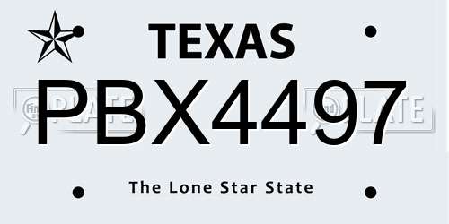 PBX4497 Texas License Plate