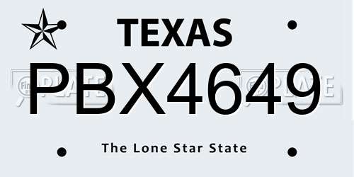 PBX4649 Texas License Plate