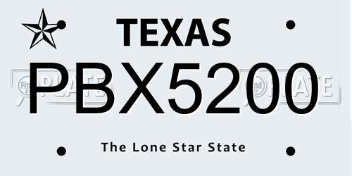 PBX5200 Texas License Plate