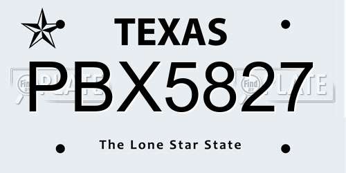 PBX5827 Texas License Plate