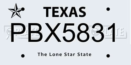 PBX5831 Texas License Plate