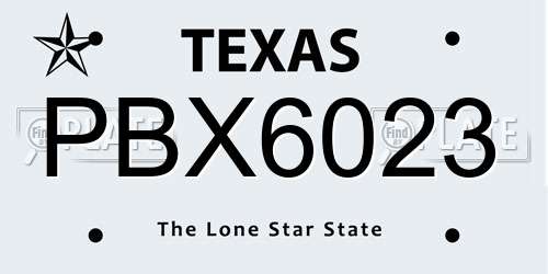PBX6023 Texas License Plate