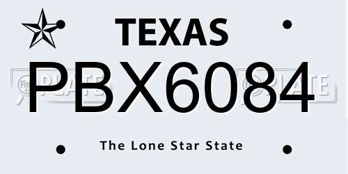 PBX6084 Texas License Plate