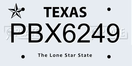 PBX6249 Texas License Plate