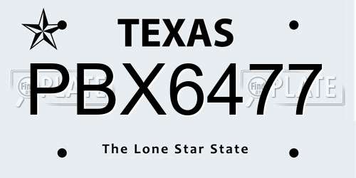 PBX6477 Texas License Plate