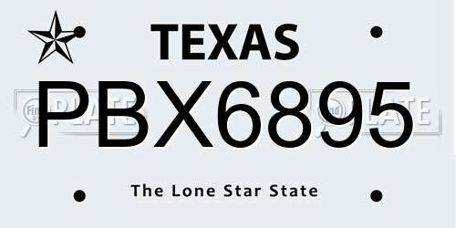 PBX6895 Texas License Plate