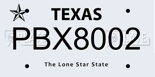 PBX8002 Texas License Plate