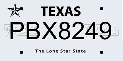 PBX8249 Texas License Plate