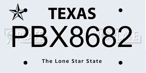 PBX8682 Texas License Plate