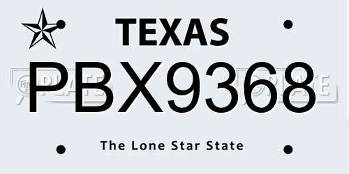 PBX9368 Texas License Plate