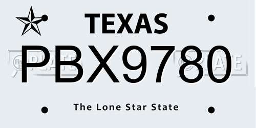 PBX9780 Texas License Plate