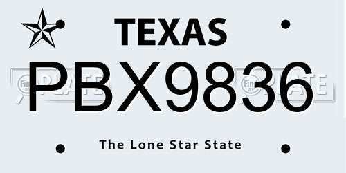 PBX9836 Texas License Plate
