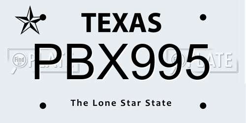 PBX995 Texas License Plate