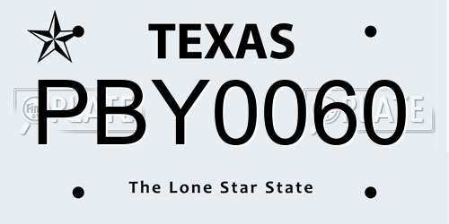 PBY0060 Texas License Plate