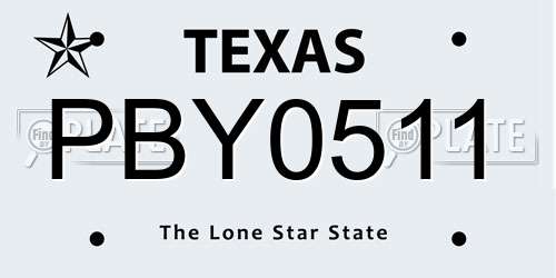 PBY0511 Texas License Plate