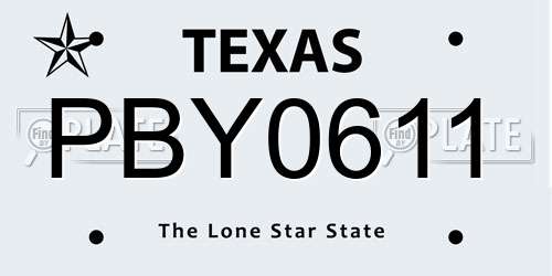PBY0611 Texas License Plate