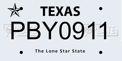 PBY0911 Texas License Plate