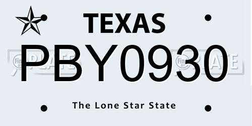PBY0930 Texas License Plate