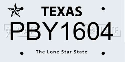 PBY1604 Texas License Plate
