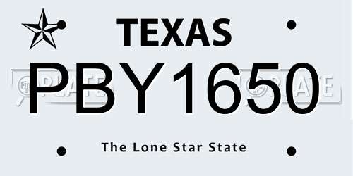 PBY1650 Texas License Plate