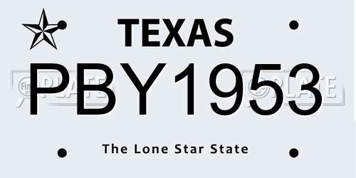 PBY1953 Texas License Plate
