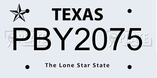 PBY2075 Texas License Plate