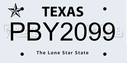 PBY2099 Texas License Plate